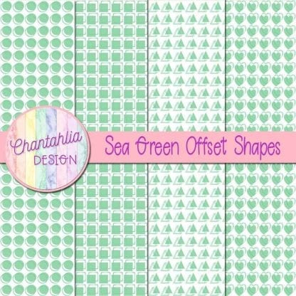 sea green offset shapes digital papers