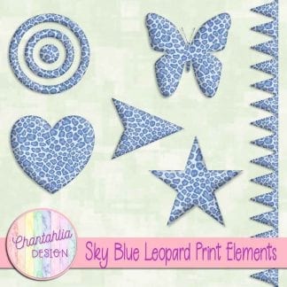 Free design elements in a sky blue leopard print style.