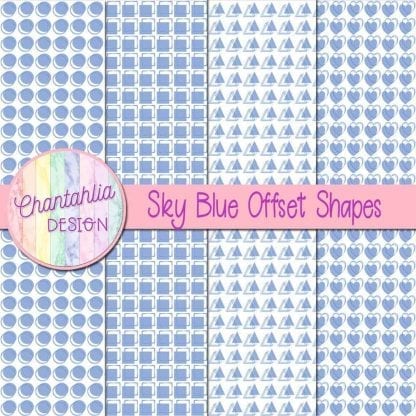 sky blue offset shapes digital papers