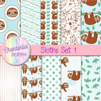 Free digital papers in a Sloths theme
