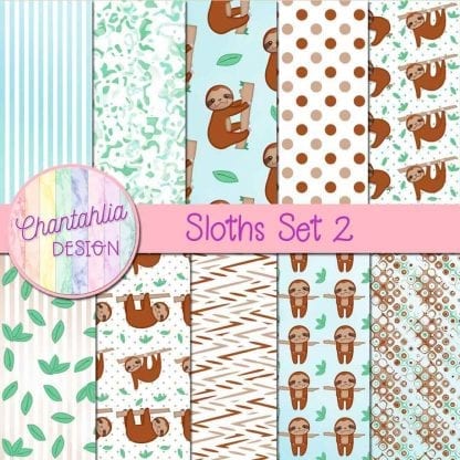 Free digital papers in a Sloths theme