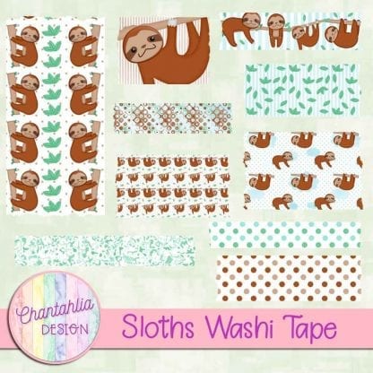 Free washi tape in a Sloths theme.