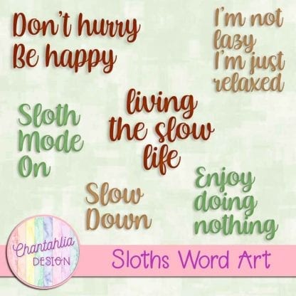 Free word art in a Sloths theme