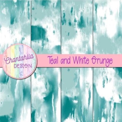 Free teal and white grunge digital papers