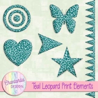 Free design elements in a teal leopard print style.