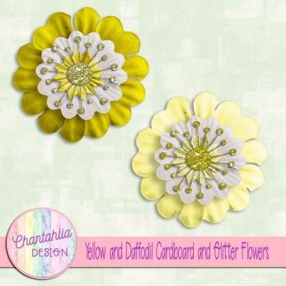 free yellow and daffodil cardboard and glitter flowers