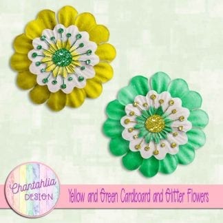 free yellow and green cardboard and glitter flowers