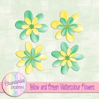 free yellow and green watercolour flowers