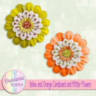 free yellow and orange cardboard and glitter flowers