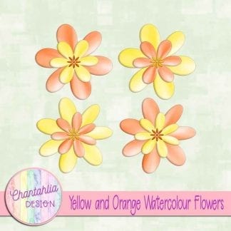 free yellow and orange watercolour flowers