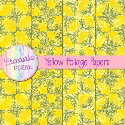 Free yellow digital papers with foliage designs