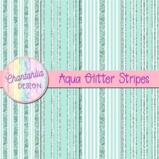 Free aqua digital papers with glitter stripes designs