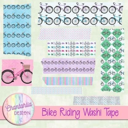 Free digital washi tape in a Bike Riding theme