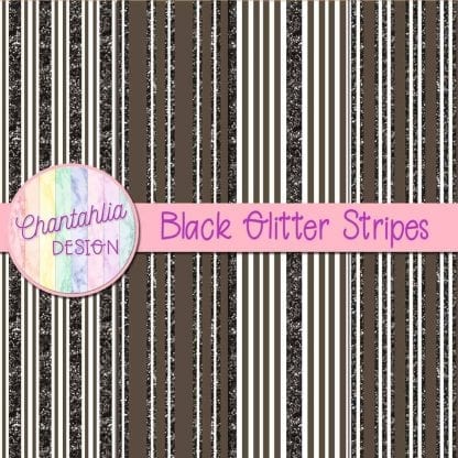 Free black digital papers with glitter stripes designs