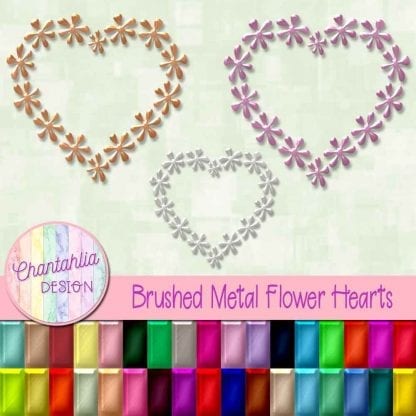 free flower hearts in a brushed metal style.