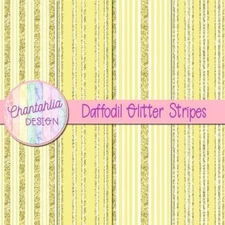 Free daffodil digital papers with glitter stripes designs