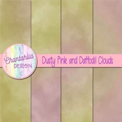 Free dusty pink and daffodil clouds digital papers