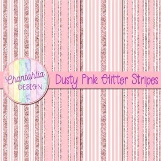 Free dusty pink digital papers with glitter stripes designs