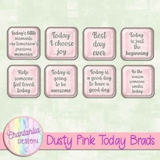 Free dusty pink brads in a motivational today theme.