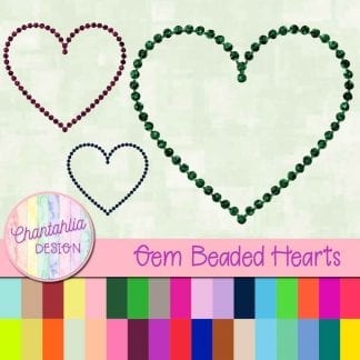 free beaded hearts in a gem style.