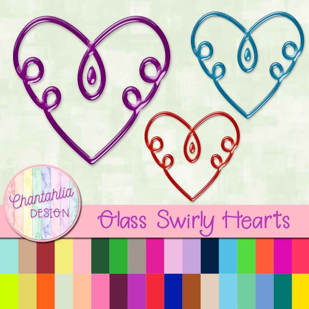 free swirly hearts in a glass style