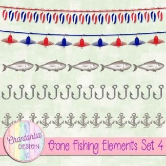 Free design elements in a Gone Fishing theme