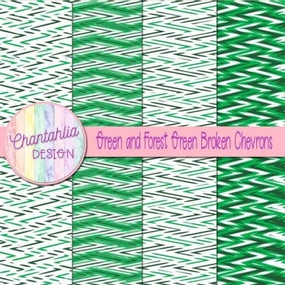 Free green and forest green broken chevrons digital papers
