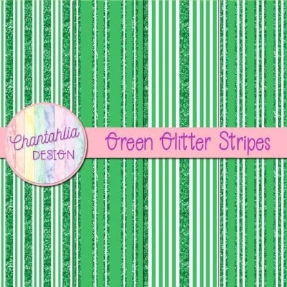Free green digital papers with glitter stripes designs