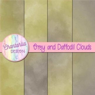 Free grey and daffodil clouds digital papers
