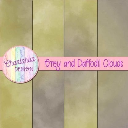 Free grey and daffodil clouds digital papers