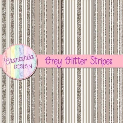 Free grey digital papers with glitter stripes designs