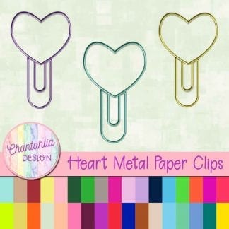 Free heart paper clip design elements in 36 colours.