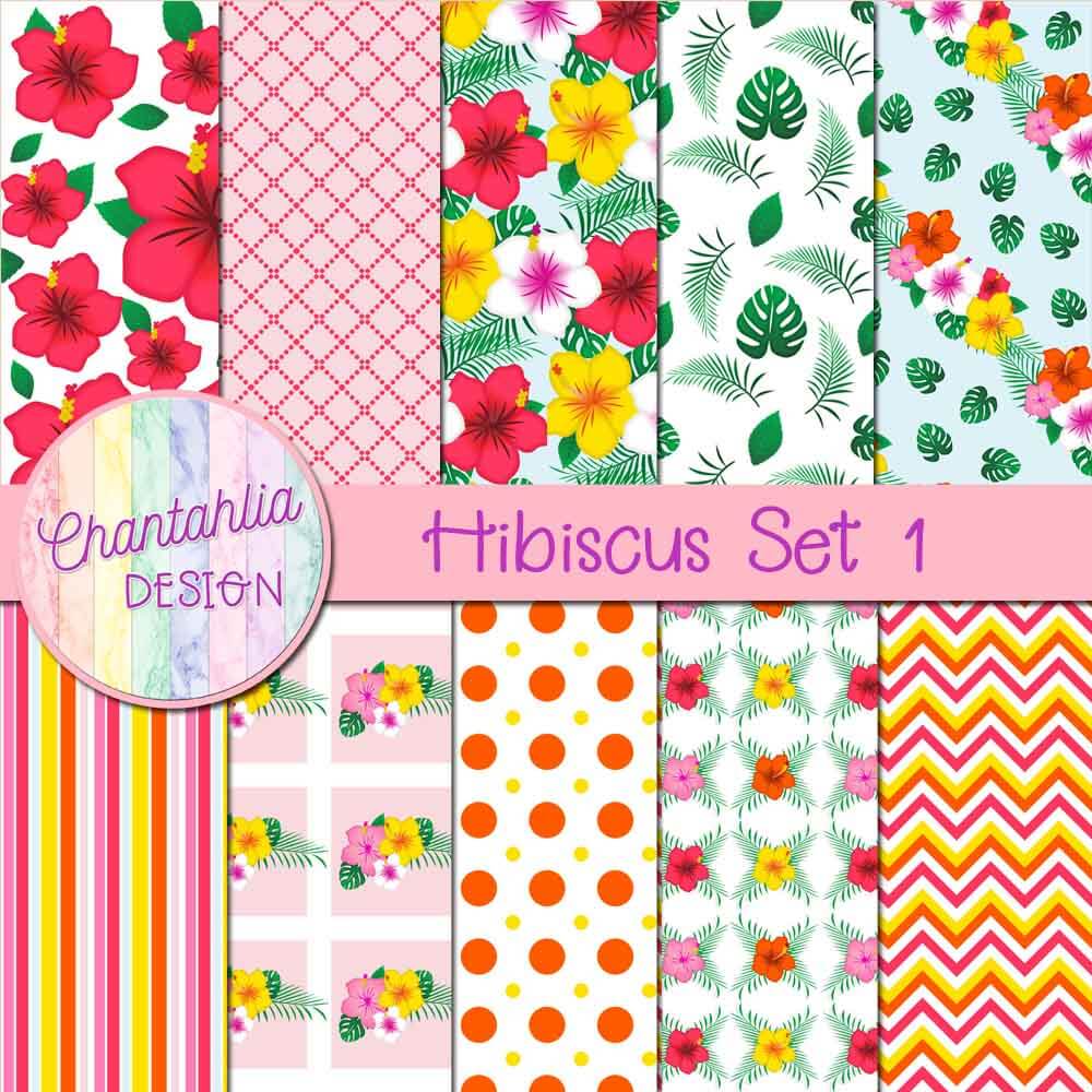 Free digital papers in a Hibiscus theme.