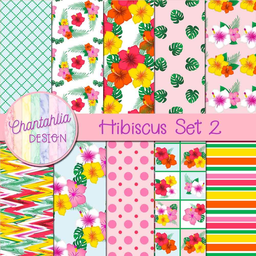 Free digital papers in a Hibiscus theme.