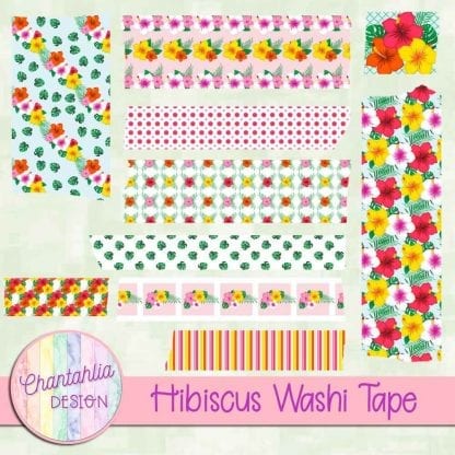 Free washi tape in a Hibiscus theme.