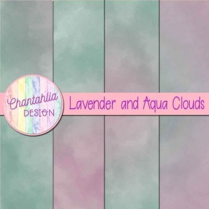 Free lavender and aqua clouds digital papers