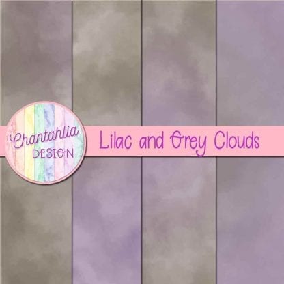 Free lilac and grey clouds digital papers