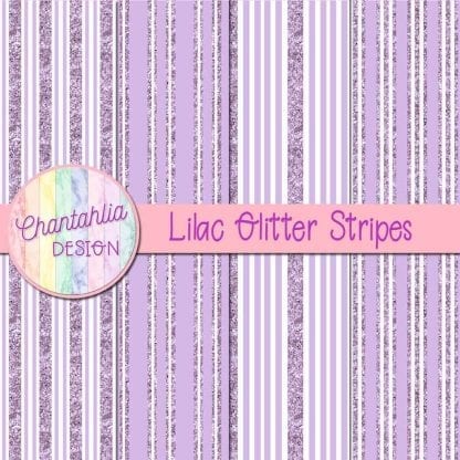 Free lilac digital papers with glitter stripes designs