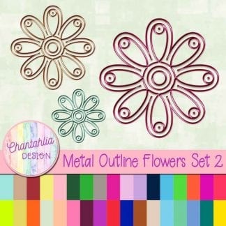 Free metal outline flower design elements