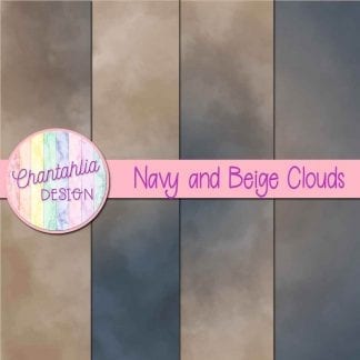 Free navy and beige clouds digital papers