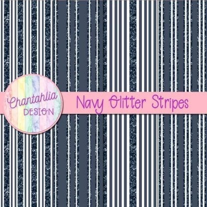 Free navy digital papers with glitter stripes designs