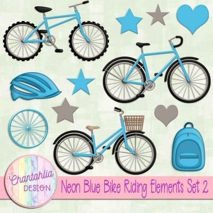 Free neon blue design elements in a Bike Riding theme