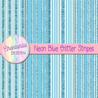 Free neon blue digital papers with glitter stripes designs