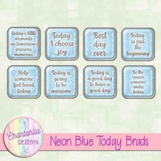 Free neon blue brads in a motivational today theme.