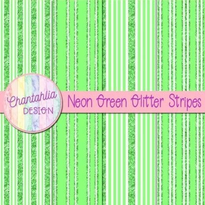 Free neon green digital papers with glitter stripes designs