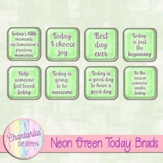 Free neon green brads in a motivational today theme.
