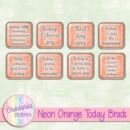 Free neon orange brads in a motivational today theme.