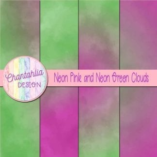Free neon pink and neon green clouds digital papers