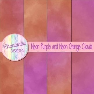 Free neon purple and neon orange clouds digital papers