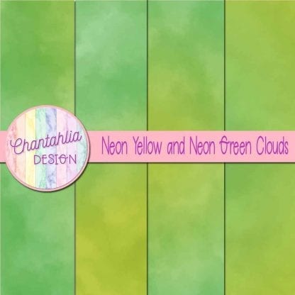 Free neon yellow and neon green clouds digital papers